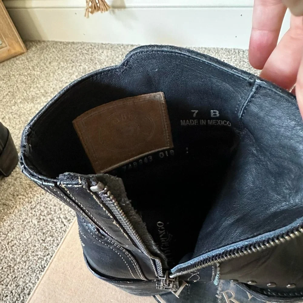 Double D ranch x Old Gringo Black and turquoise fringe cowboy boots - Picture 2 of 12